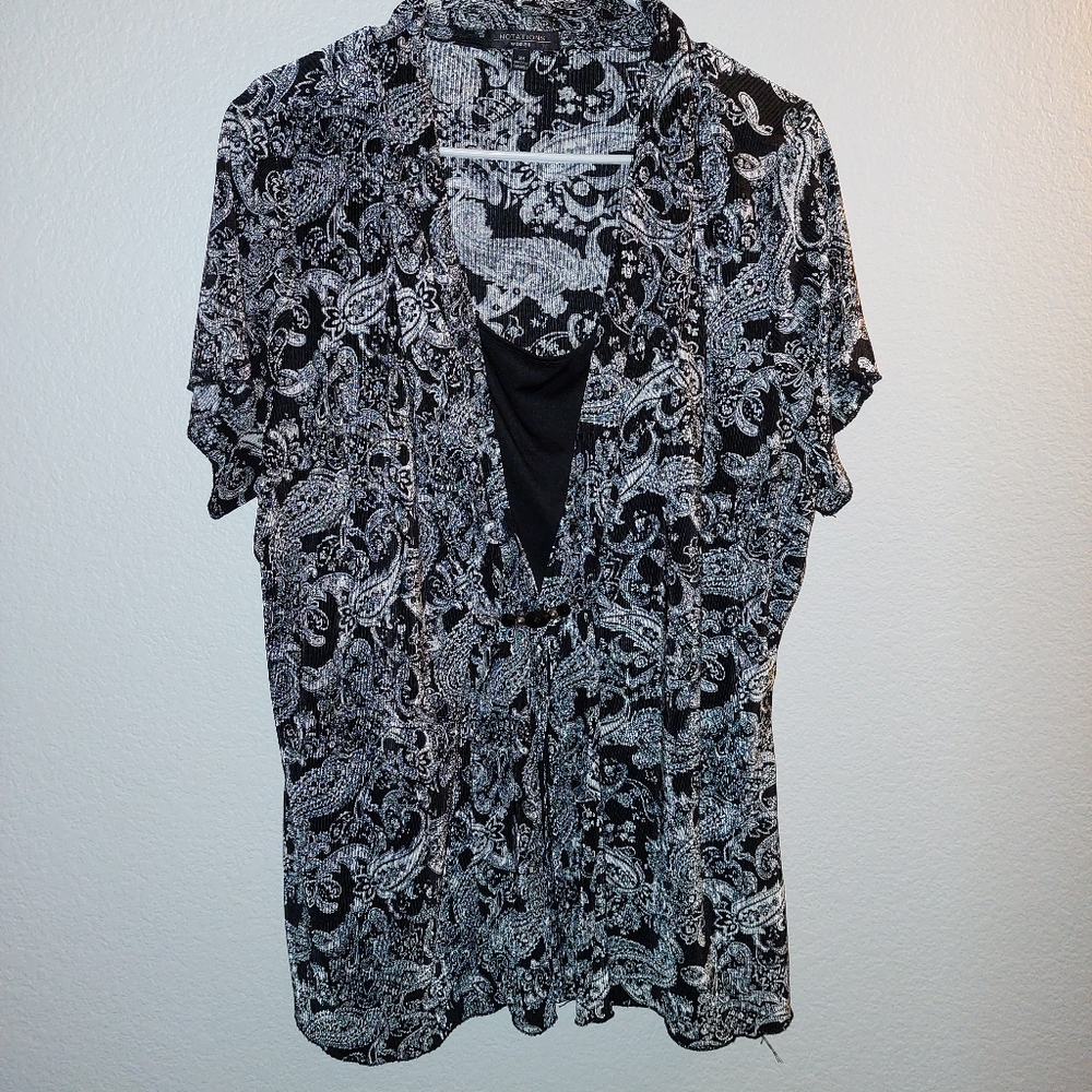 Notations Black & White Blouse 3X